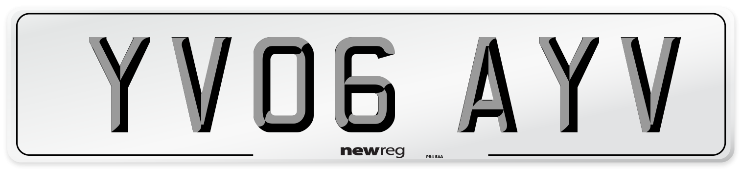 YV06 AYV Number Plate from New Reg